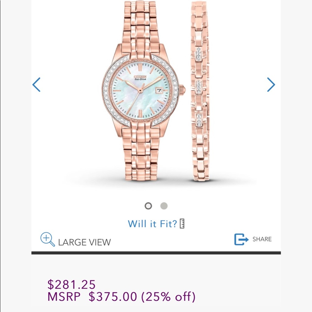 Citizen rose gold watch and matching bracelet